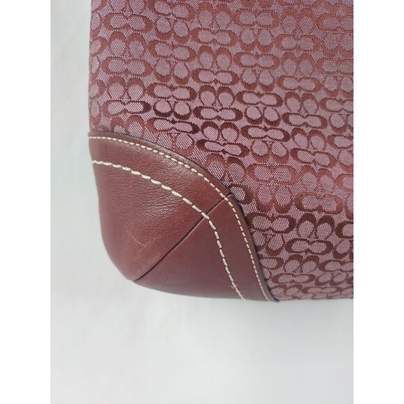 Coach Soho Signature Canvas Suede Shoulder Bag Burgundy Wine Western Country - Picture 8 of 16